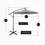 Parasol de terrasse éclairé à énergie solaire de 3 m avec pied