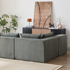 Canapé modulaire en L de 104 pouces en velours côtelé, ensemble de canapés de sol, canapé compressé rempli de mousse, combinaison gratuite de 4 pièces