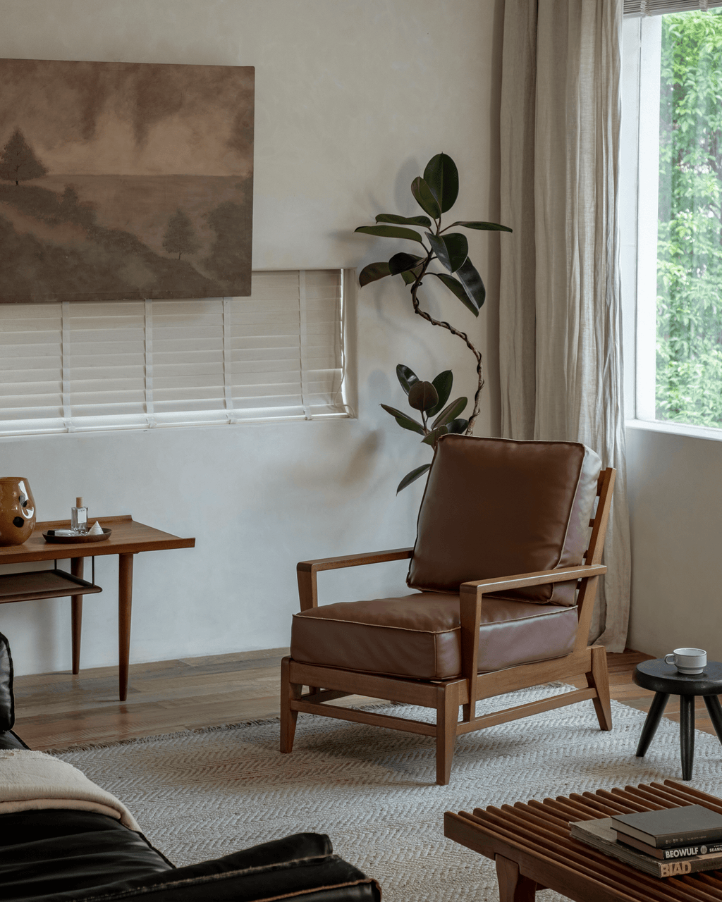 Fauteuil lounge en cuir René