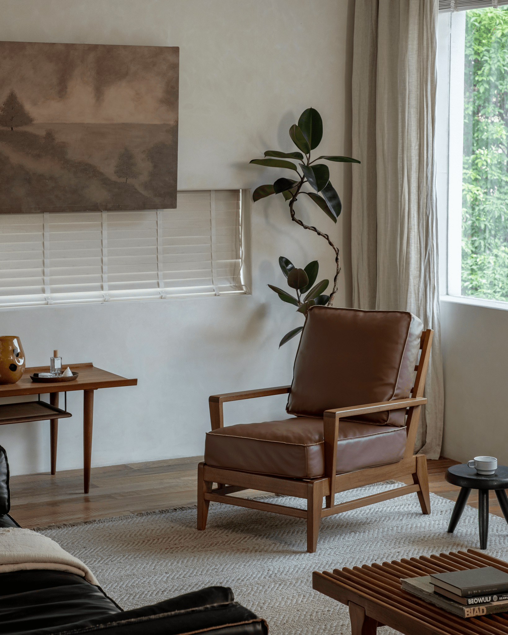 Fauteuil lounge en cuir René