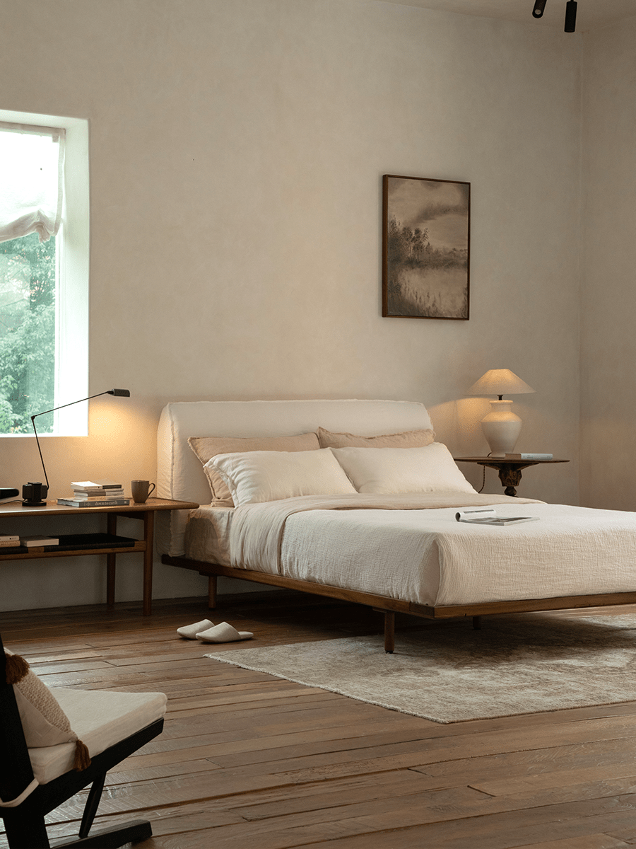 Lit Seren en teck et lin