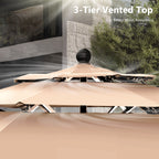 Parasol de terrasse inclinable à 3 niveaux de 10 pieds de MAISON ARTS, parasol d'extérieur à double ventilation avec lumières LED