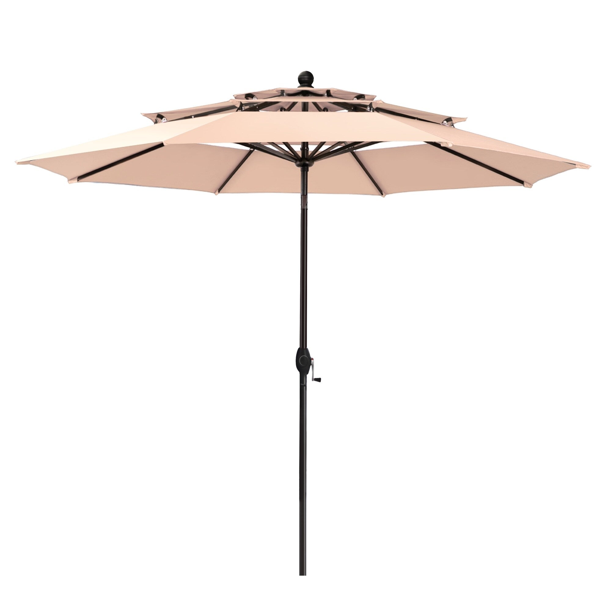 Parasol de terrasse inclinable à 3 niveaux de 10 pieds de MAISON ARTS, parasol d'extérieur à double ventilation avec lumières LED