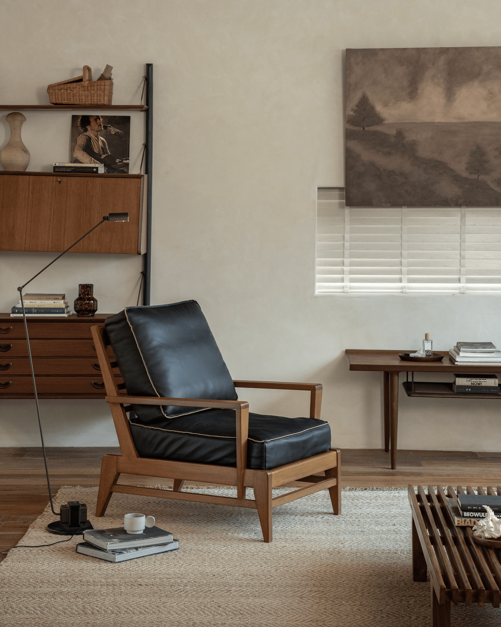 Fauteuil lounge en cuir René