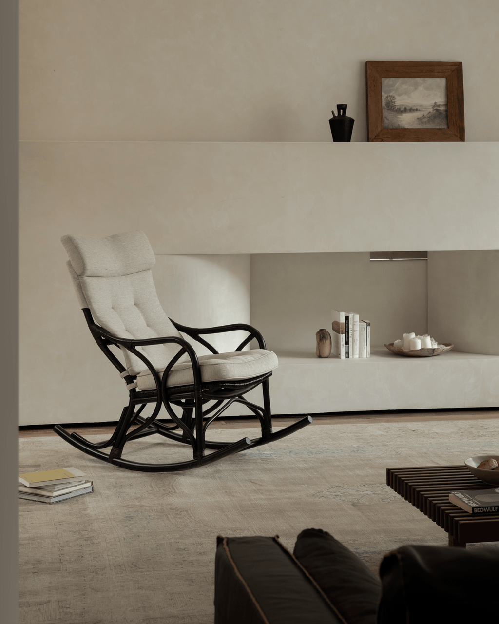 Fauteuil à bascule en rotin Aku