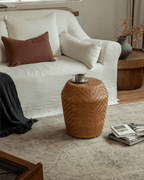 Table d'appoint en rotin tambour