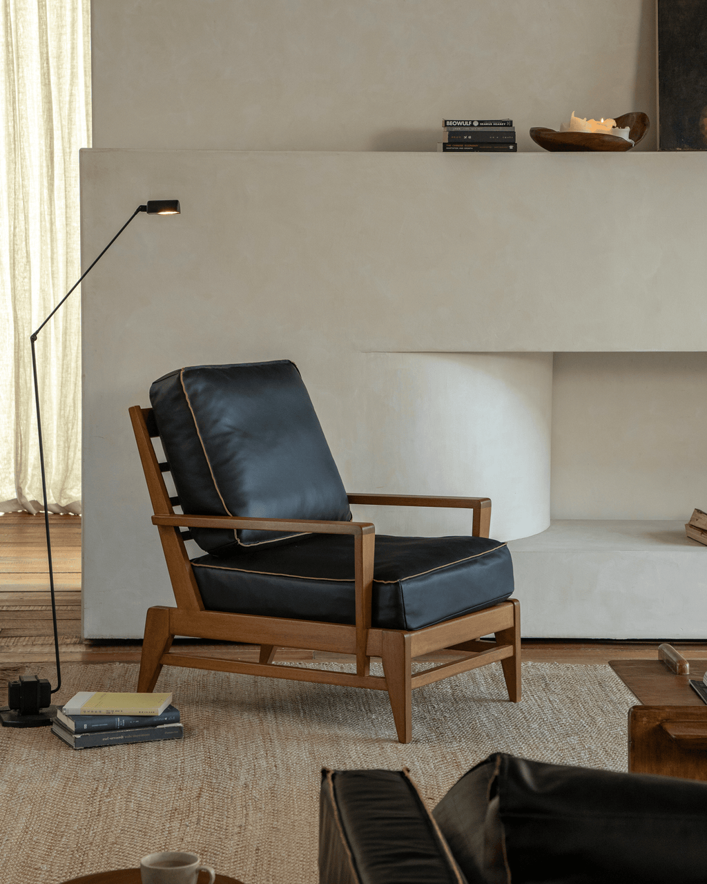 Fauteuil lounge en cuir René