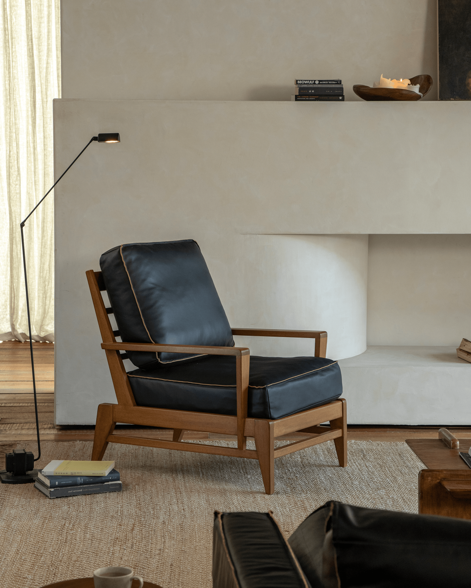 Fauteuil lounge en cuir René