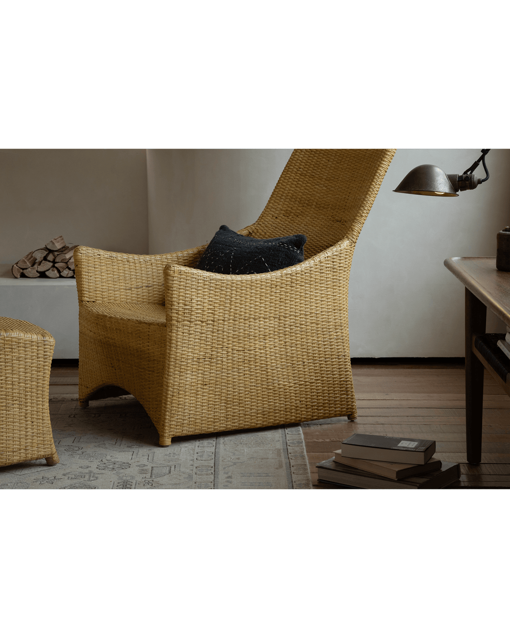 Fauteuil lounge coulissant en rotin