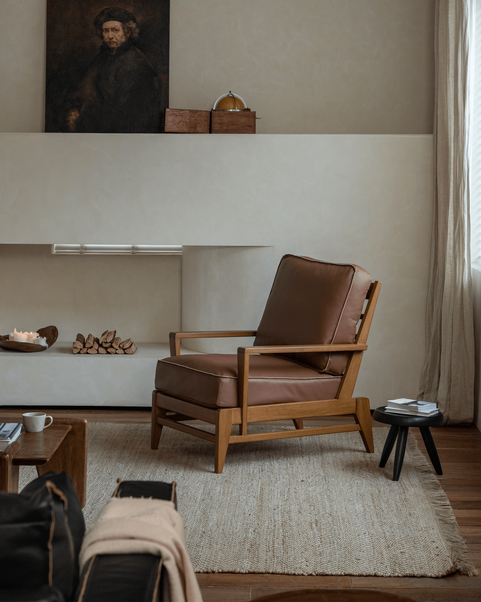 Fauteuil lounge en cuir René