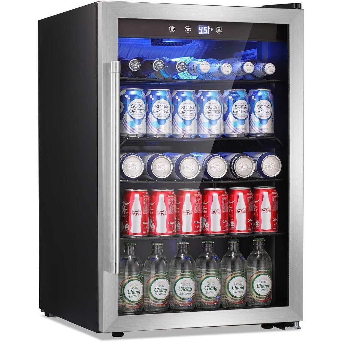 Réfrigérateur à boissons de 145 canettes, mini-réfrigérateur de 4,4 pi³ avec porte vitrée pour sodas, bières et vins – Façade transparente pour la maison, le bureau ou le bar