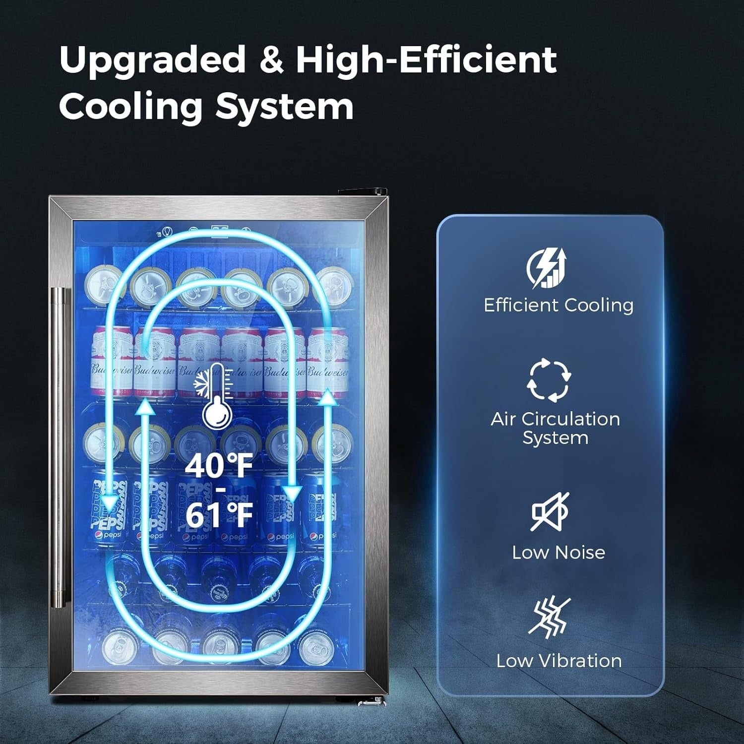 Réfrigérateur à boissons de 145 canettes, mini-réfrigérateur de 4,4 pi³ avec porte vitrée pour sodas, bières et vins – Façade transparente pour la maison, le bureau ou le bar