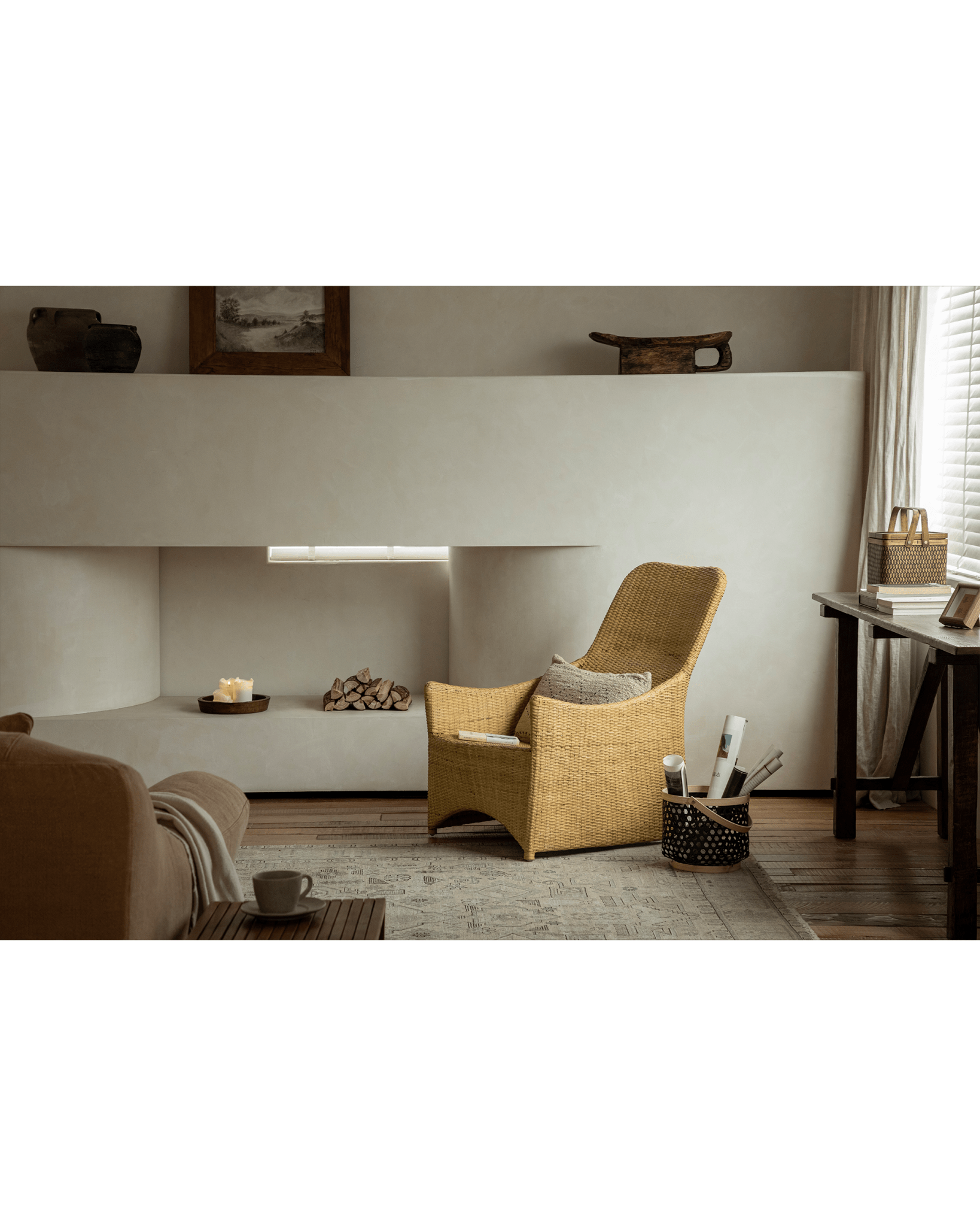 Fauteuil lounge coulissant en rotin