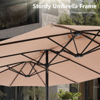 Parasol double extra large de 15 pieds pour patio double face de MAISON ARTS avec base incluse