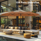 Parasol double extra large de 15 pieds pour patio double face de MAISON ARTS avec base incluse