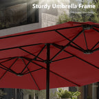 Parasol double extra large de 15 pieds pour patio double face de MAISON ARTS avec base incluse