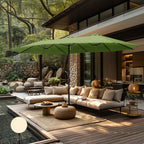 Parasol double extra large de 15 pieds pour patio double face de MAISON ARTS avec base incluse