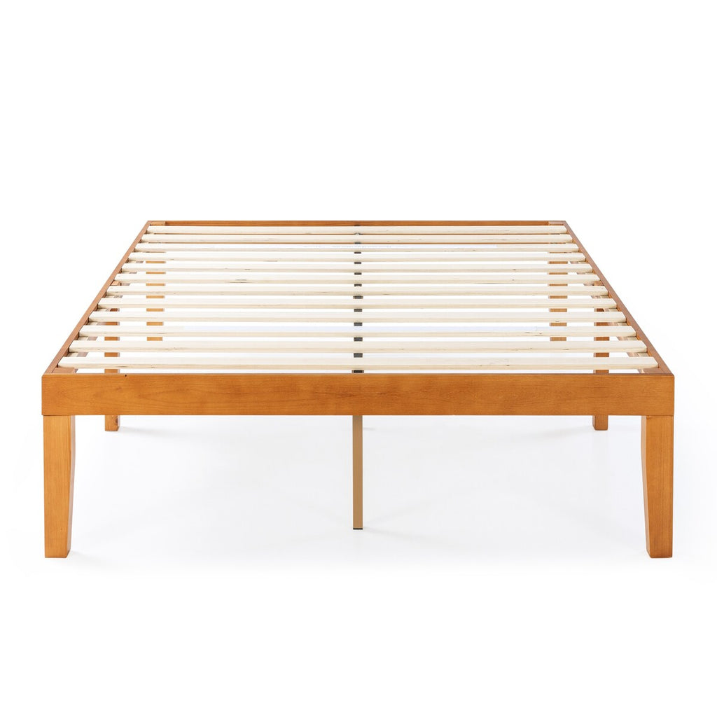 Cadre de lit plateforme classique en bois massif de 16 pouces, disponible en plusieurs finitions