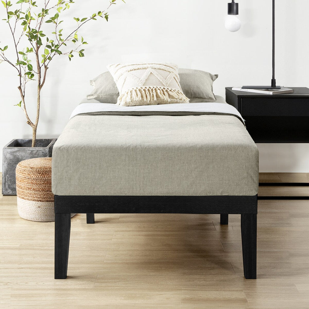 Cadre de lit plateforme classique en bois massif de 16 pouces, disponible en plusieurs finitions