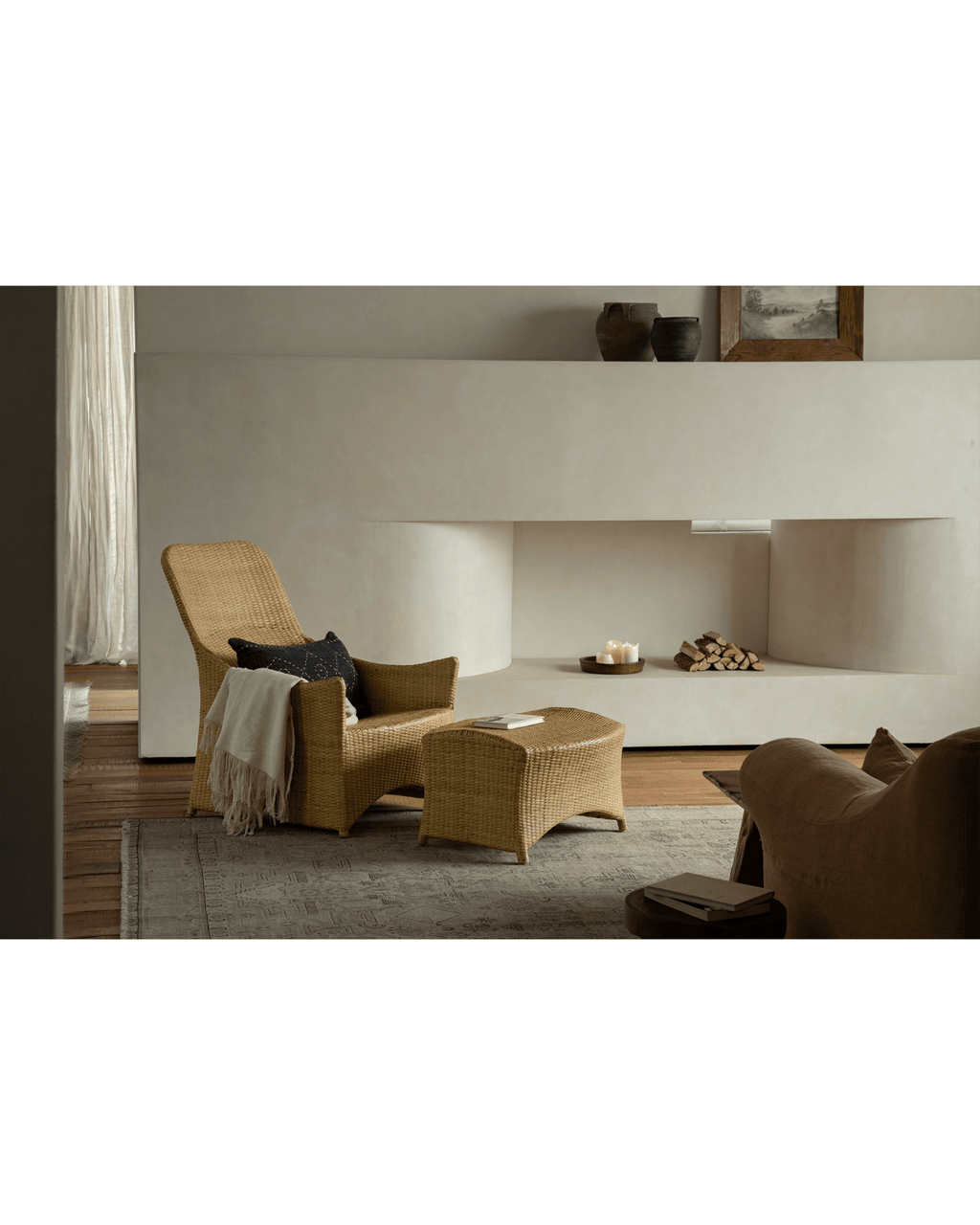 Fauteuil lounge coulissant en rotin