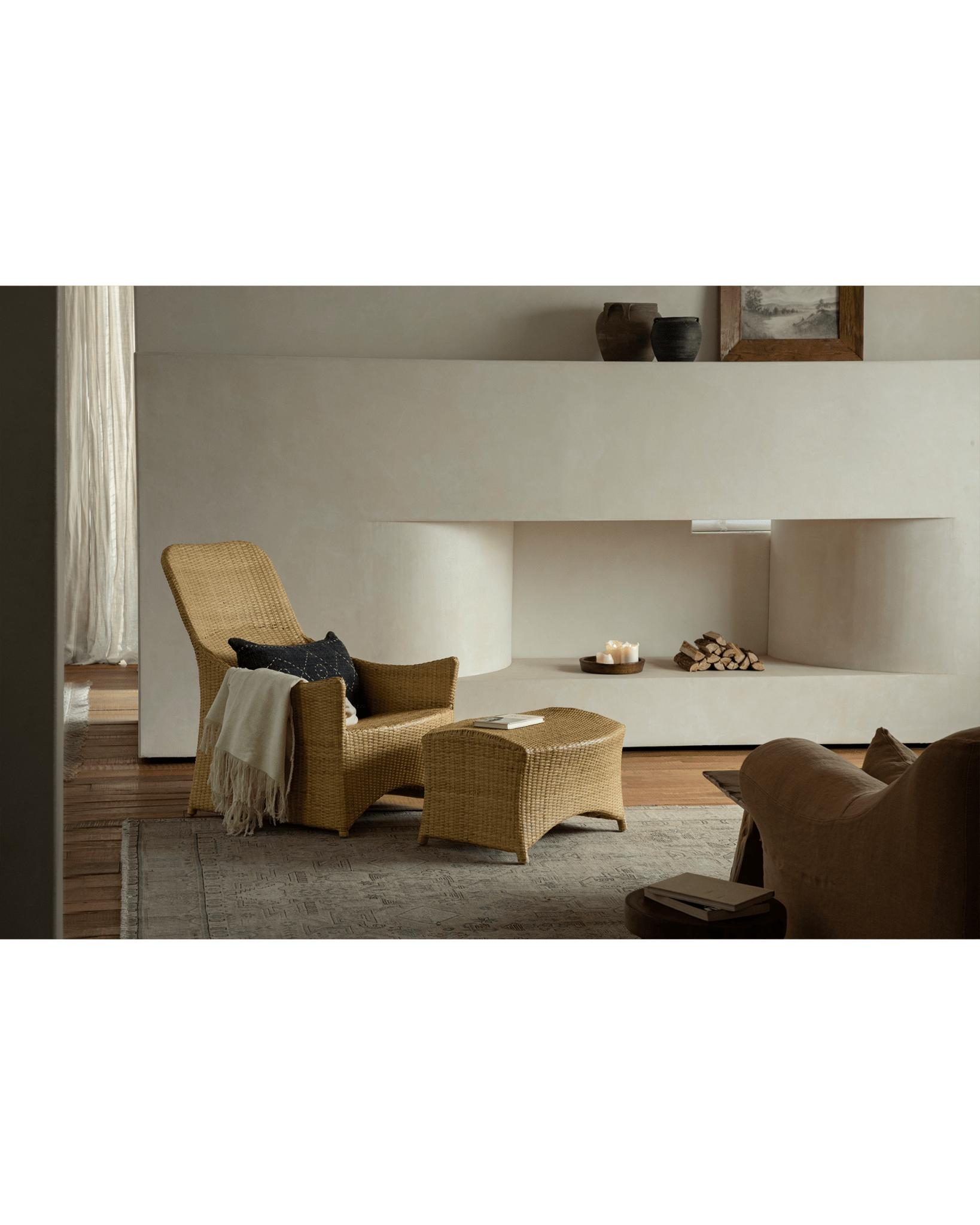 Fauteuil lounge coulissant en rotin