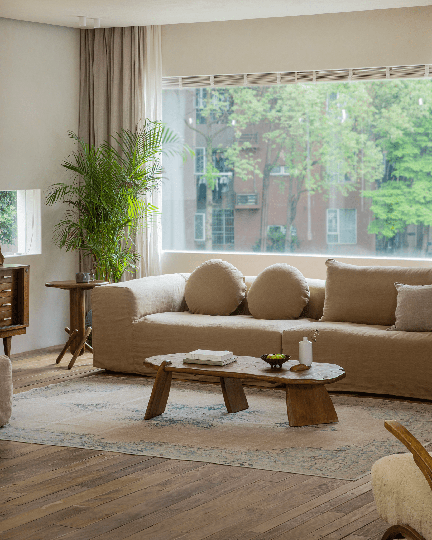 Table basse rustique en bois flotté