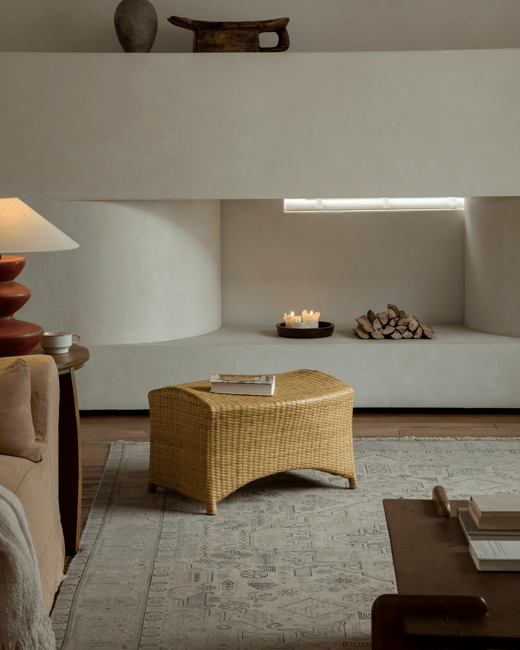 Fauteuil lounge coulissant en rotin