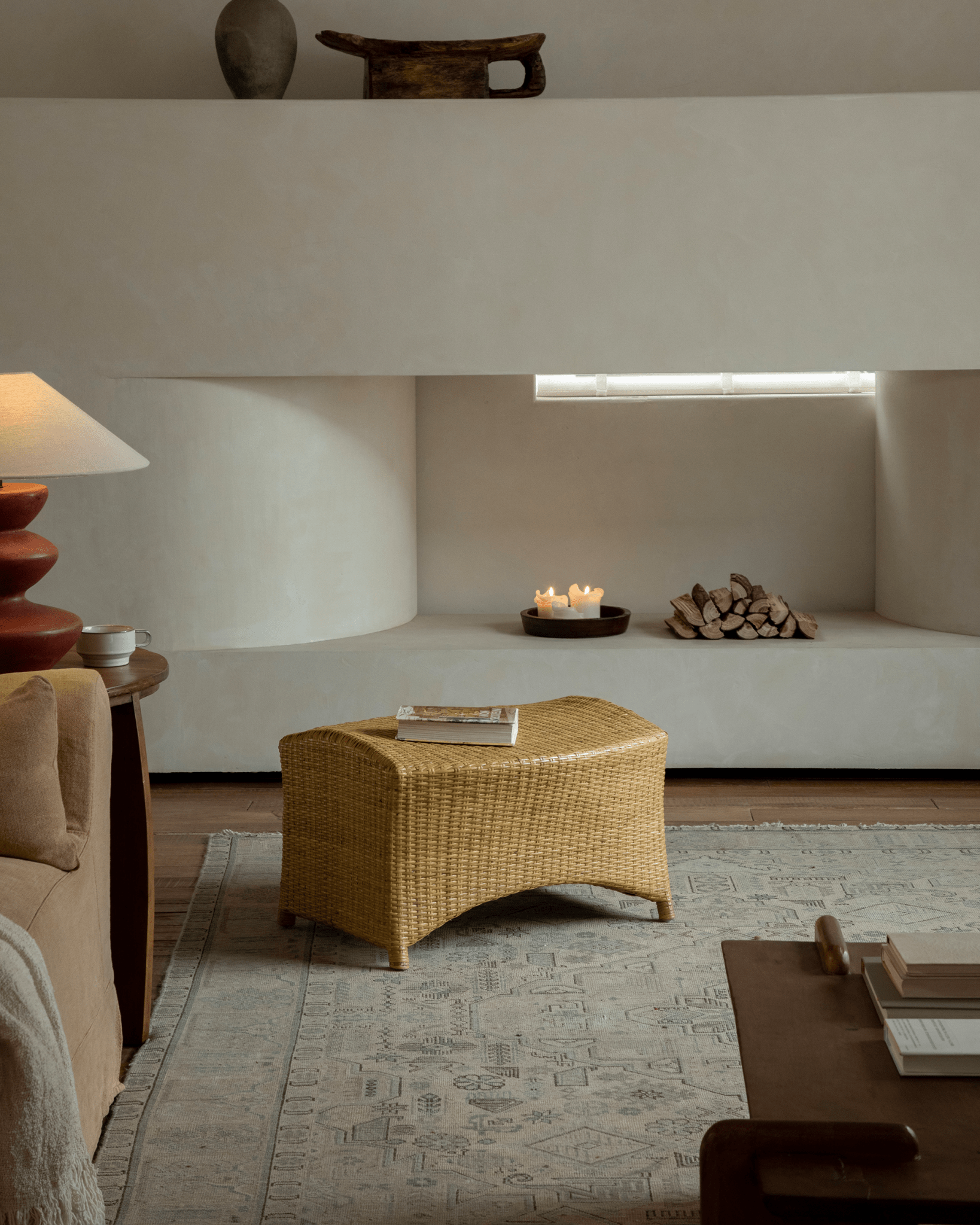 Fauteuil lounge coulissant en rotin