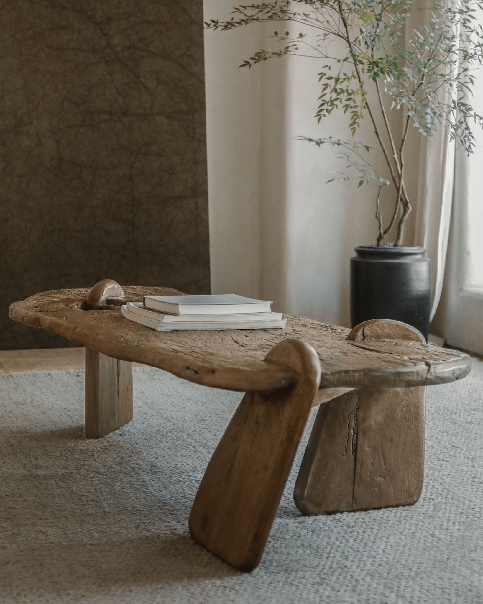 Table basse rustique en bois flotté