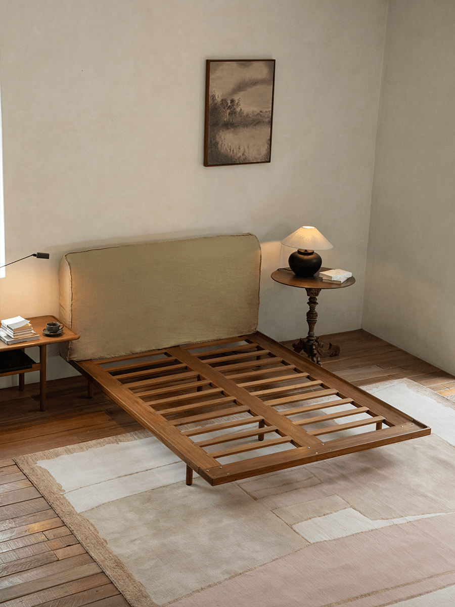 Lit Seren en teck et lin