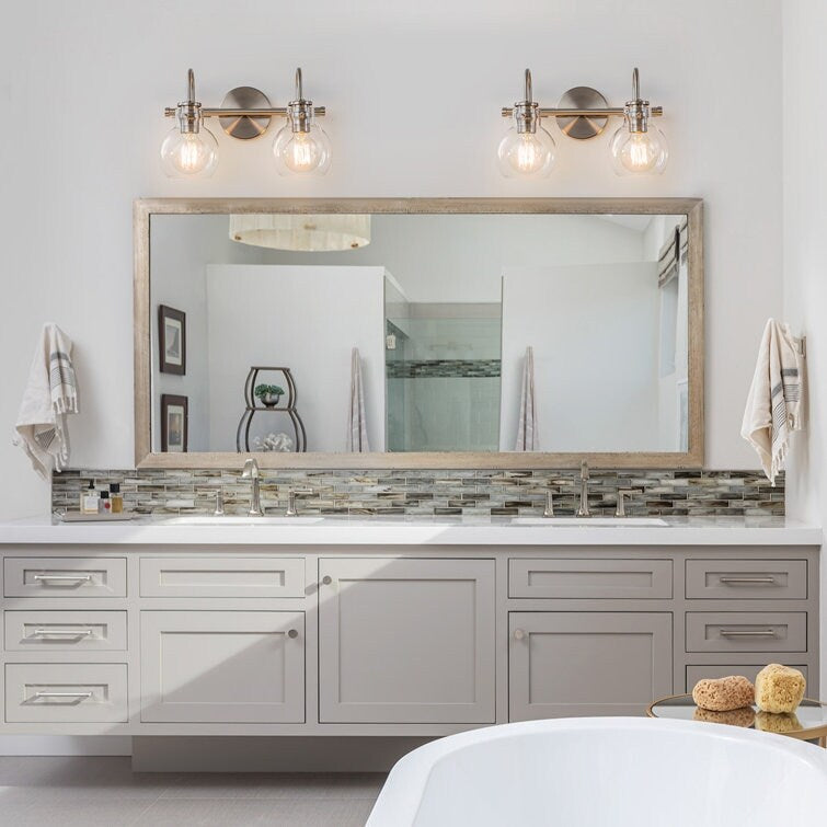 Applique murale de salle de bain à 2/3 lumières avec abat-jour en verre