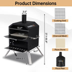 Four à pizza d'extérieur à 2 couches, four à pizza au feu de bois, gril à pizza d'extérieur pour camping - 16 pouces