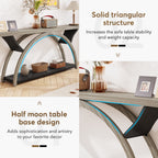 Console étroite à 2 niveaux avec cadre semi-circulaire pour entrée, tables d'appoint de couloir grises