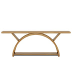 Console étroite à 2 niveaux avec cadre semi-circulaire pour entrée, tables d'appoint de couloir grises