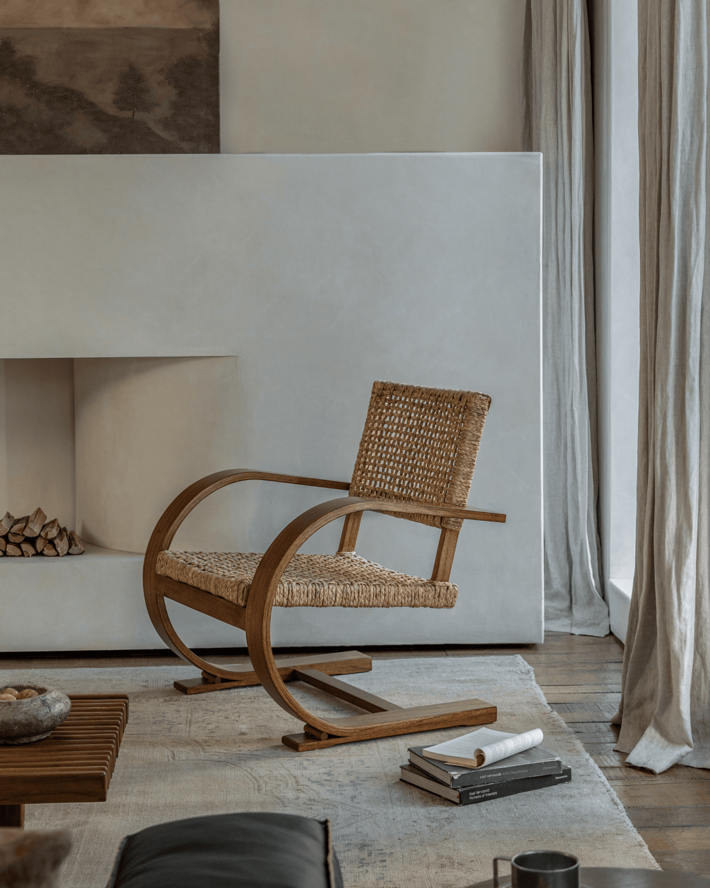 Fauteuil lounge incurvé en C