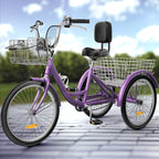 Tricycle bleu pour adulte à 3 roues avec paniers amovibles