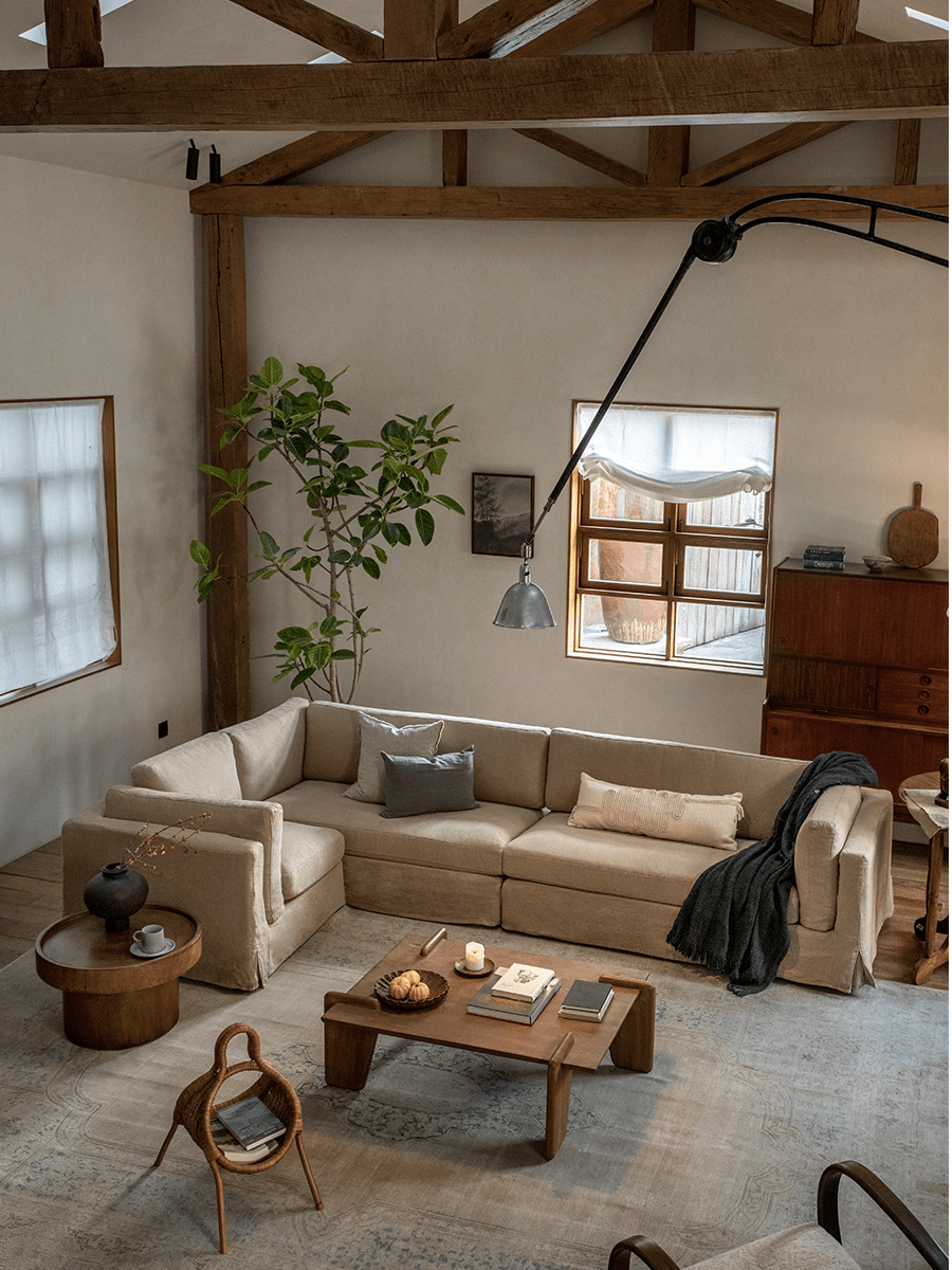 Canapé d'angle à jupe