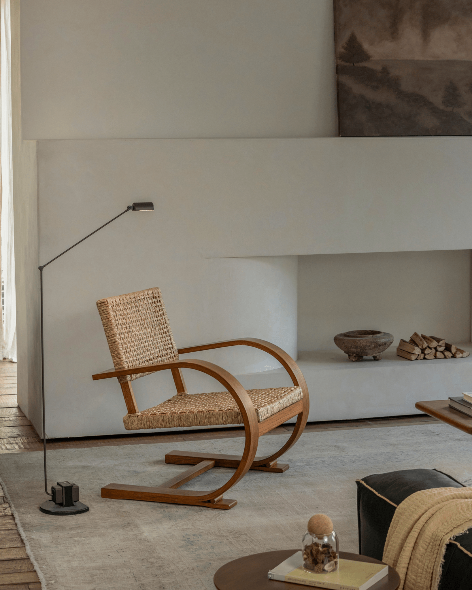 Fauteuil lounge incurvé en C