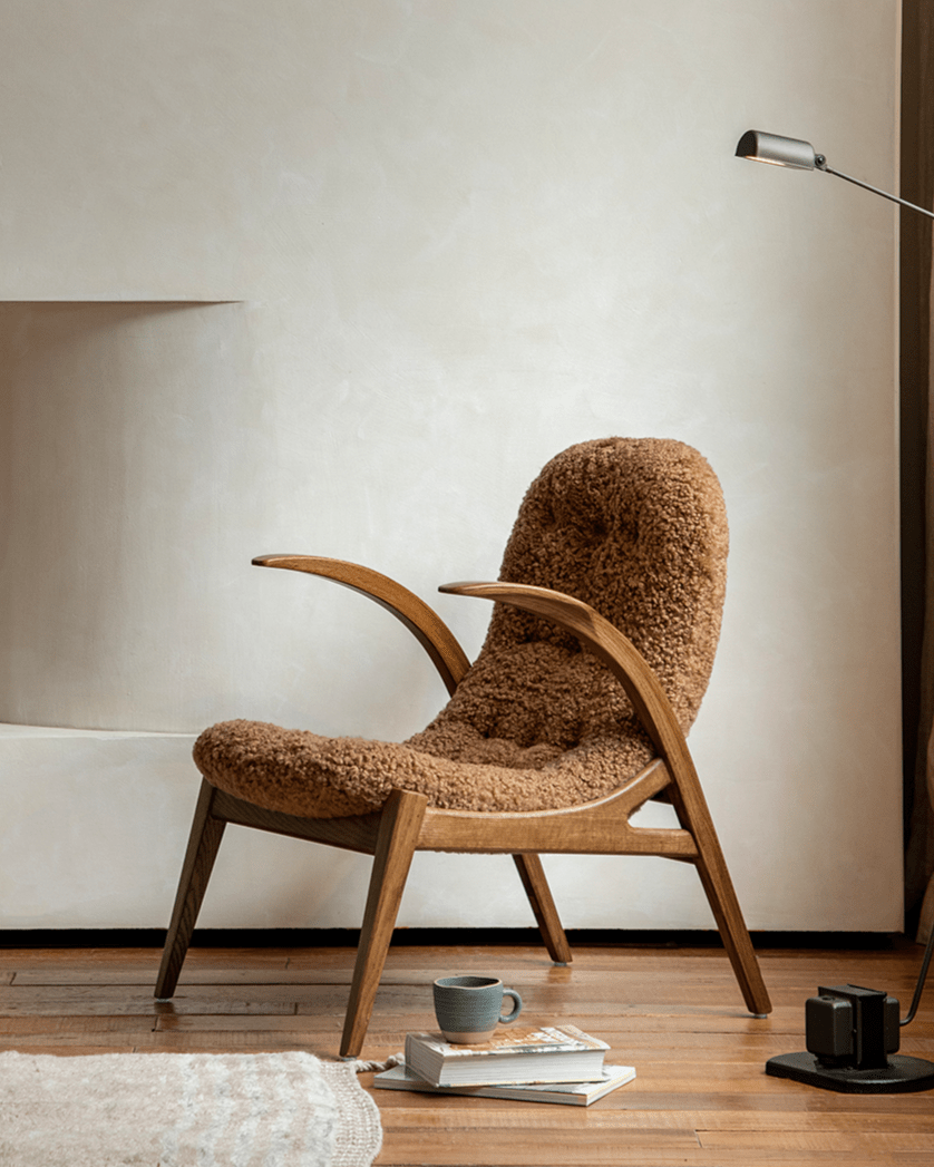 Fauteuil lounge Arc en peau de mouton retournée