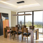 Lustre linéaire en bois à 3/5 lumières LED intégrées pour îlot de cuisine