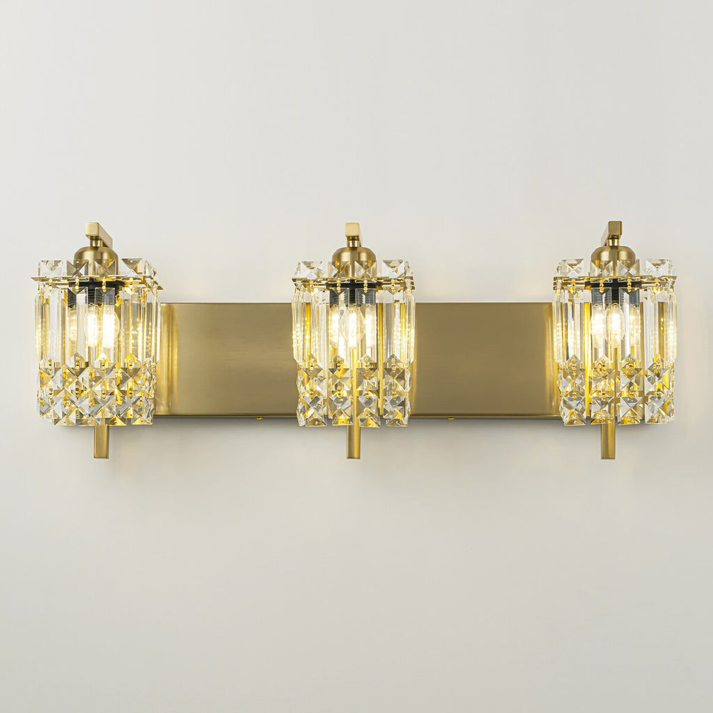 Applique murale en cristal à 3 lumières pour miroir de salle de bain moderne et glamour