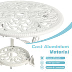 Ensemble de 3 tables et chaises papillon en aluminium pour patio extérieur avec trou pour parasol