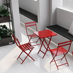 Ensemble bistro minimaliste de patio 3 pièces avec table carrée pliable et chaises - 3 pièces