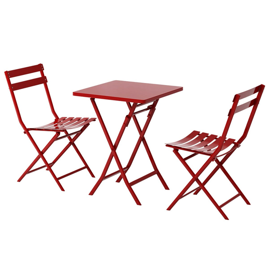 Ensemble bistro minimaliste de patio 3 pièces avec table carrée pliable et chaises - 3 pièces