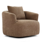 Fauteuil pivotant à 360°, fauteuil d'appoint Boucle 38,2" avec coussin décoratif, fauteuil rembourré en forme de tonneau avec accoudoirs incurvés