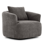 Fauteuil pivotant à 360°, fauteuil d'appoint Boucle 38,2" avec coussin décoratif, fauteuil rembourré en forme de tonneau avec accoudoirs incurvés