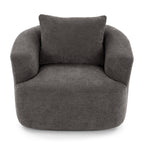 Fauteuil pivotant à 360°, fauteuil d'appoint Boucle 38,2" avec coussin décoratif, fauteuil rembourré en forme de tonneau avec accoudoirs incurvés