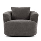 Fauteuil pivotant à 360°, fauteuil d'appoint Boucle 38,2" avec coussin décoratif, fauteuil rembourré en forme de tonneau avec accoudoirs incurvés