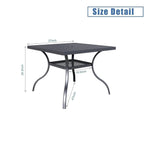 Table à manger rectangulaire en métal pour patio extérieur 60 x 37 avec trou pour parasol pour 6 personnes