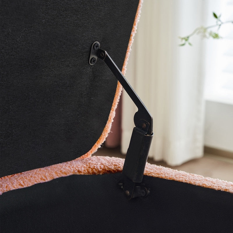 Banc ottoman de rangement en sherpa blanc cassé, repose-pieds, pour salon, chambre à coucher, pieds en bois